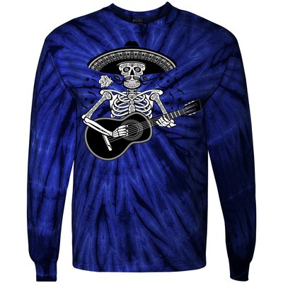 Cinco De Mayo Skeleton Playing the Guitar Tie-Dye Long Sleeve Shirt