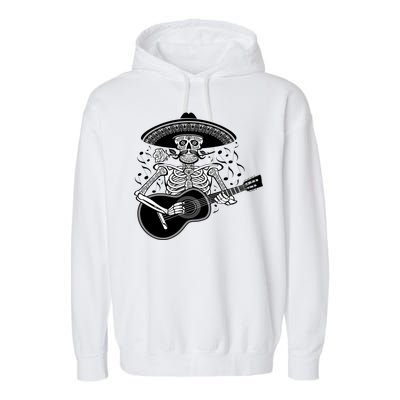 Cinco De Mayo Skeleton Playing the Guitar Garment-Dyed Fleece Hoodie