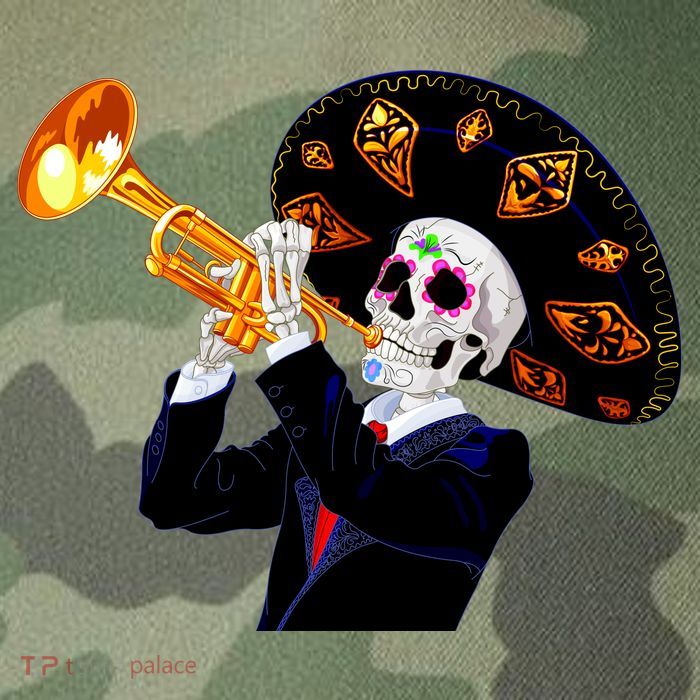 Cinco De Mayo Sugar Skull Playing Trumpet Legacy Tie Dye Trucker Hat