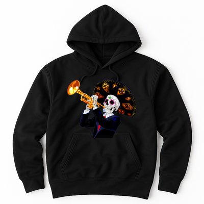 Cinco De Mayo Sugar Skull Playing Trumpet Hoodie