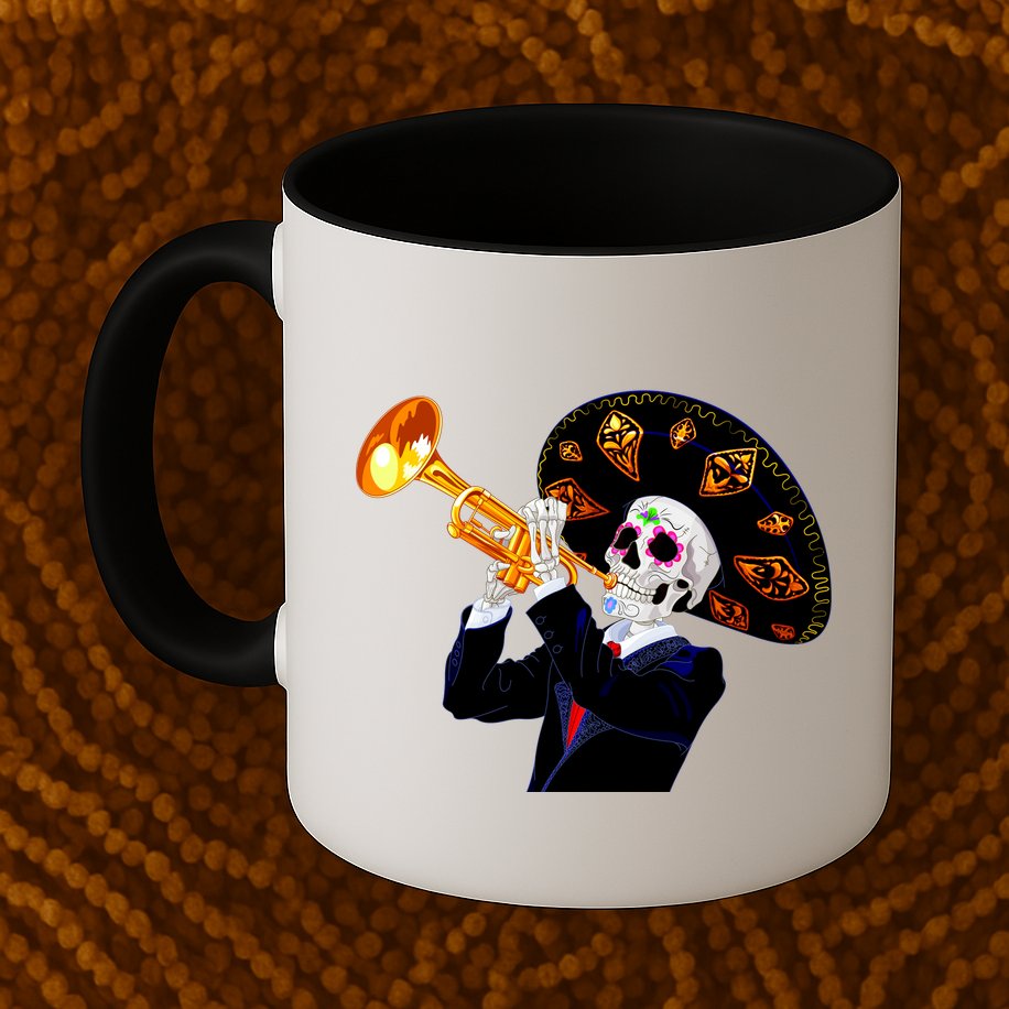 Cinco De Mayo Sugar Skull Playing Trumpet Mug