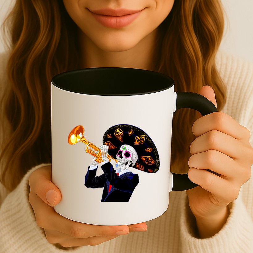 Cinco De Mayo Sugar Skull Playing Trumpet Mug