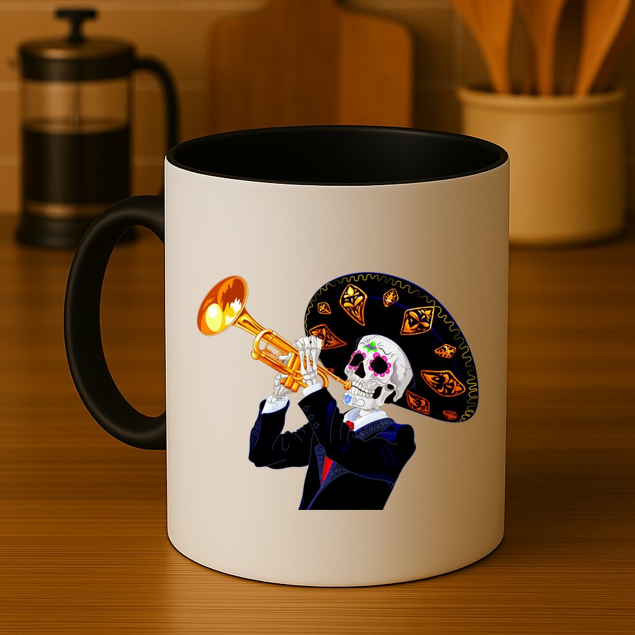 Cinco De Mayo Sugar Skull Playing Trumpet Mug