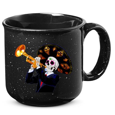 Cinco De Mayo Sugar Skull Playing Trumpet 15oz Campfire Ceramic Mug