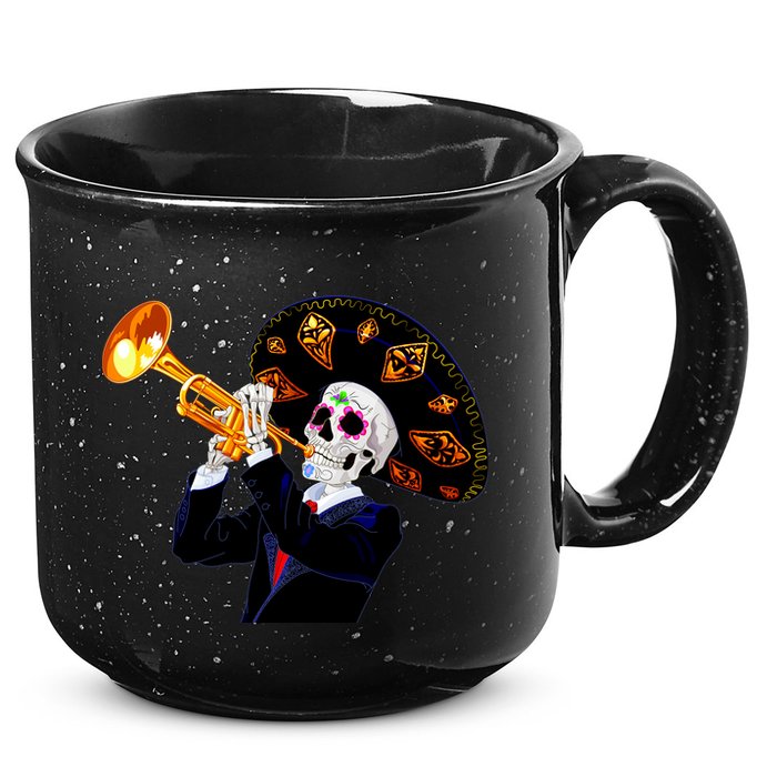 Cinco De Mayo Sugar Skull Playing Trumpet 15oz Campfire Ceramic Mug
