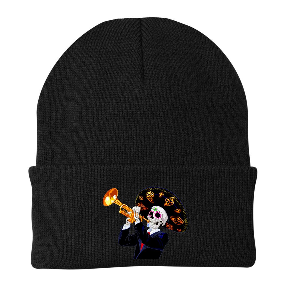 Cinco De Mayo Sugar Skull Playing Trumpet Beanie
