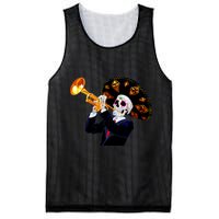 Cinco De Mayo Sugar Skull Playing Trumpet Mesh Reversible Basketball Jersey Tank