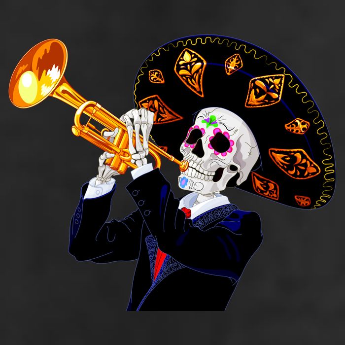 Cinco De Mayo Sugar Skull Playing Trumpet Golf Towel