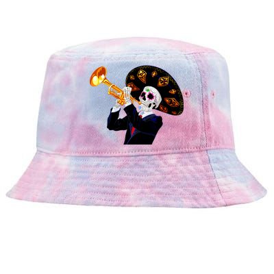 Cinco De Mayo Sugar Skull Playing Trumpet Tie-Dyed Bucket Hat