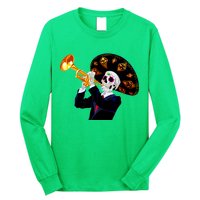 Cinco De Mayo Sugar Skull Playing Trumpet Long Sleeve Shirt