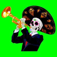 Cinco De Mayo Sugar Skull Playing Trumpet Long Sleeve Shirt