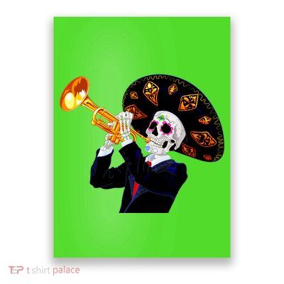 Cinco De Mayo Sugar Skull Playing Trumpet Poster