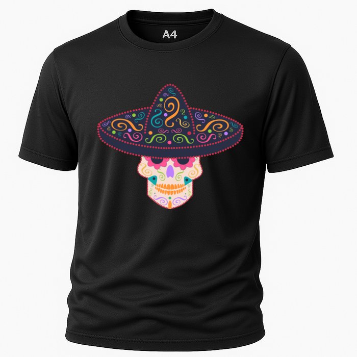 Cinco De Mayo Sugar Skull Sombrero Cooling Performance Crew T-Shirt