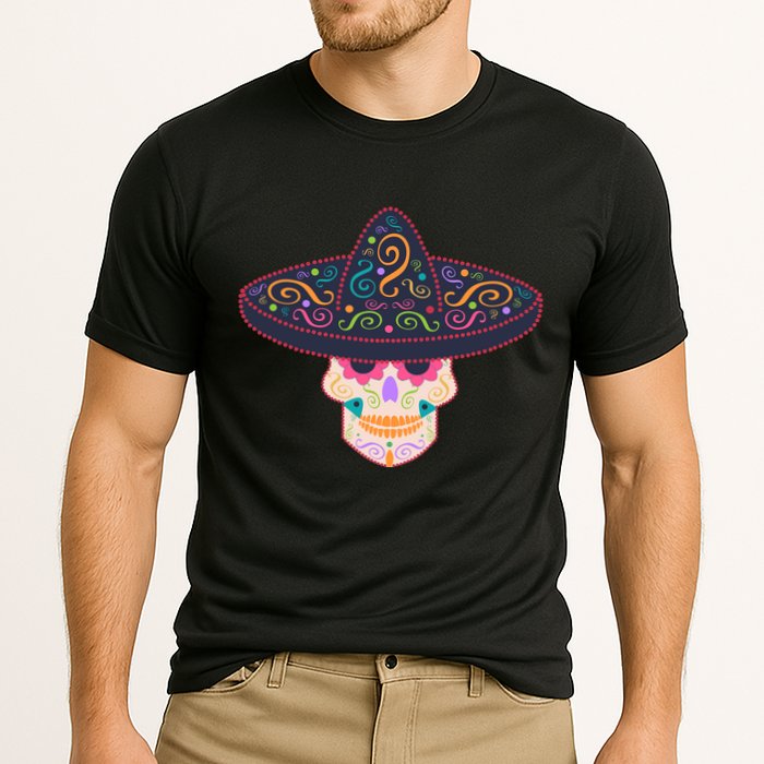 Cinco De Mayo Sugar Skull Sombrero Cooling Performance Crew T-Shirt