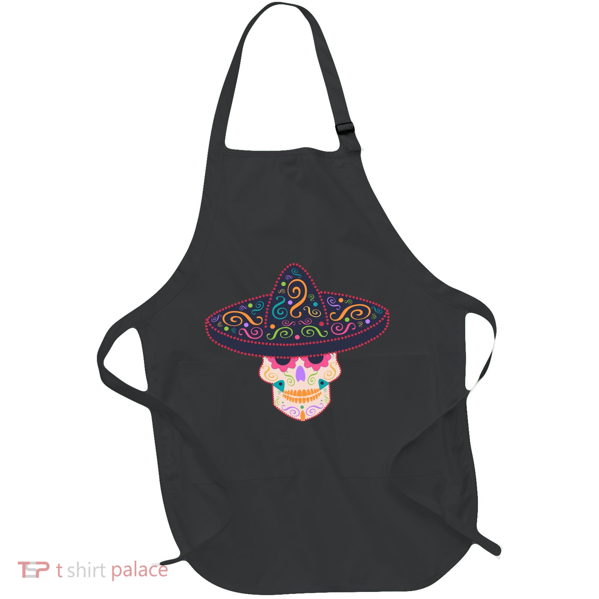Cinco De Mayo Sugar Skull Sombrero Full-Length Apron With Pockets