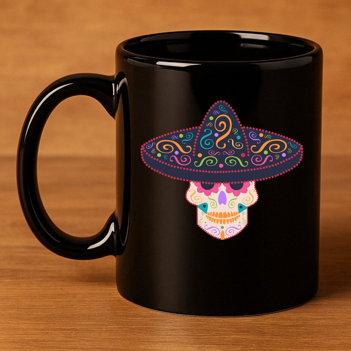 Cinco De Mayo Sugar Skull Sombrero 11oz C Handle Ceramic Mug
