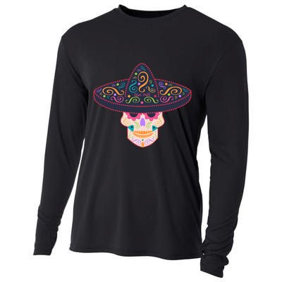 Cinco De Mayo Sugar Skull Sombrero Cooling Performance Long Sleeve Crew