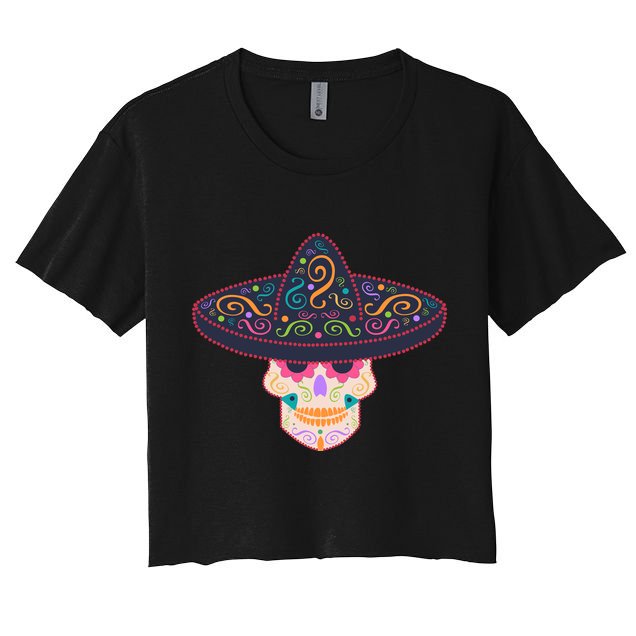 Cinco De Mayo Sugar Skull Sombrero Crop Top