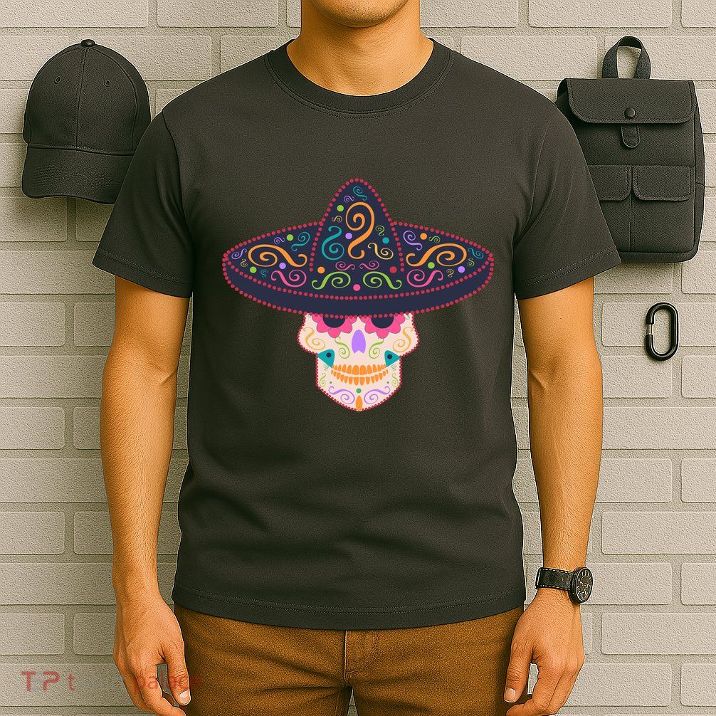 Cinco De Mayo Sugar Skull Sombrero T-Shirt