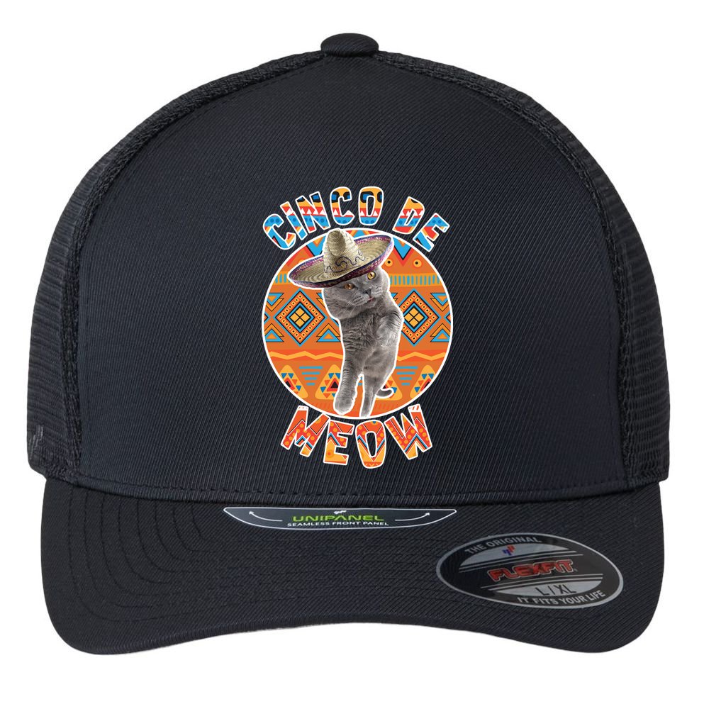 Cinco De Meow Flexfit Unipanel Trucker Cap
