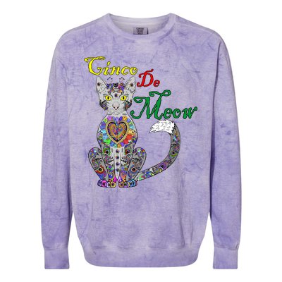 Cinco De Meow Funny Mexican Cat Colorblast Crewneck Sweatshirt