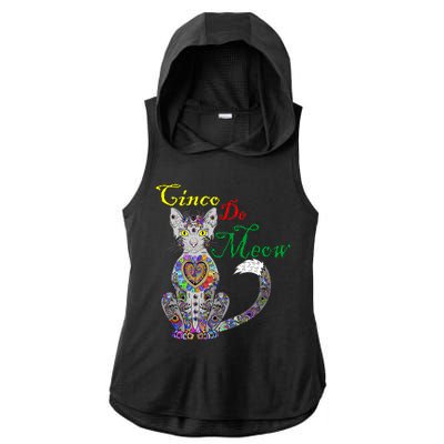 Cinco De Meow Funny Mexican Cat Ladies PosiCharge Tri-Blend Wicking Draft Hoodie Tank