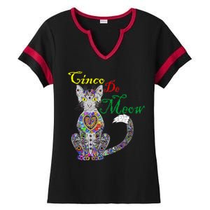 Cinco De Meow Funny Mexican Cat Ladies Halftime Notch Neck Tee