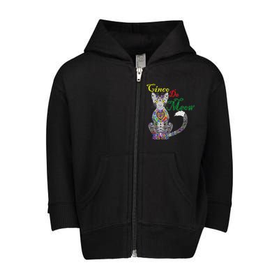 Cinco De Meow Funny Mexican Cat Toddler Zip Fleece Hoodie