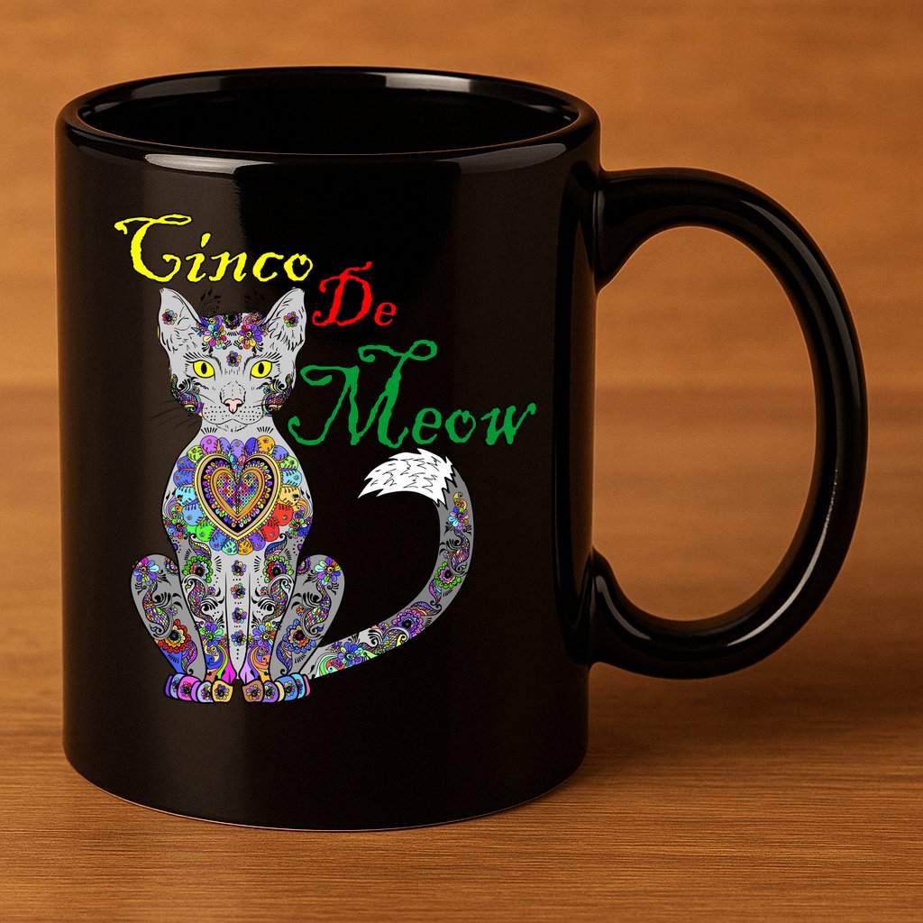 Cinco De Meow Funny Mexican Cat 11oz C Handle Ceramic Mug