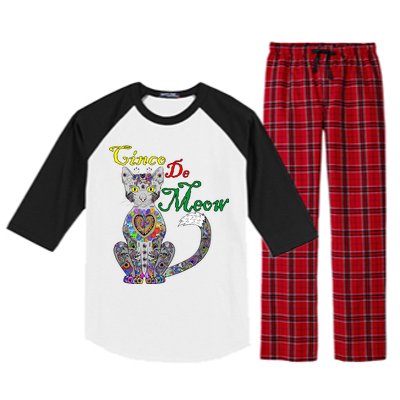 Cinco De Meow Funny Mexican Cat Raglan Sleeve Pajama Set