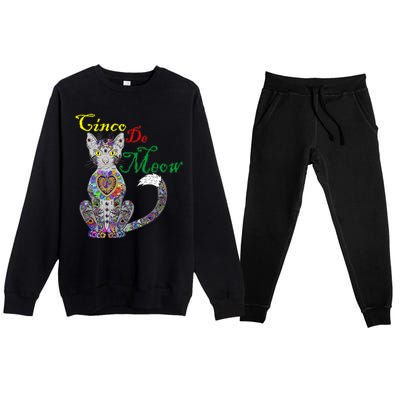 Cinco De Meow Funny Mexican Cat Premium Crewneck Sweatsuit Set