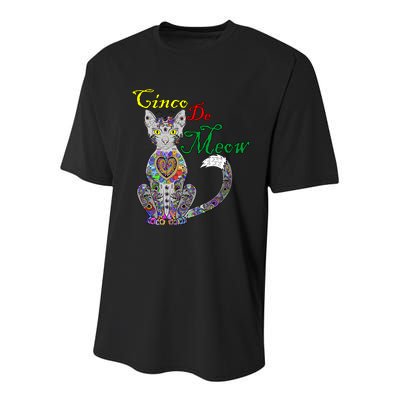 Cinco De Meow Funny Mexican Cat Youth Performance Sprint T-Shirt