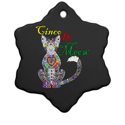 Cinco De Meow Funny Mexican Cat Ceramic Star Ornament