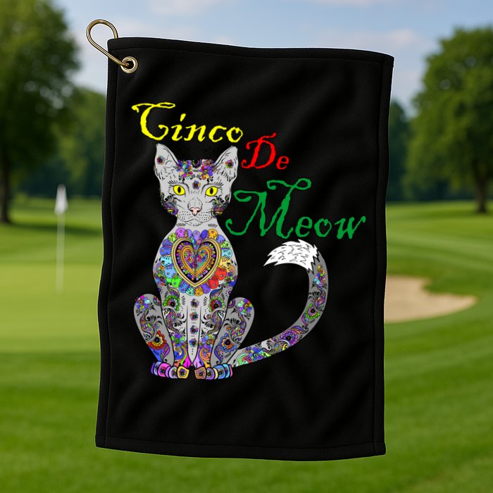 Cinco De Meow Funny Mexican Cat Golf Towel