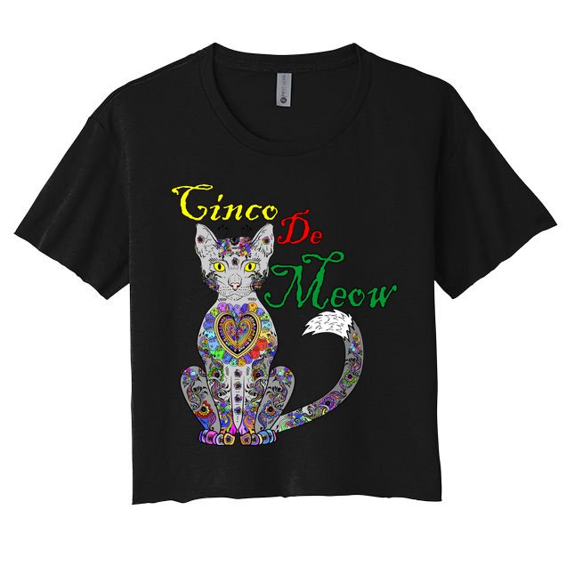 Cinco De Meow Funny Mexican Cat Crop Top