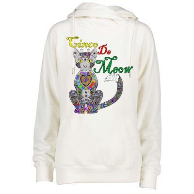 Cinco De Meow Funny Mexican Cat Womens Funnel Neck Pullover Hood