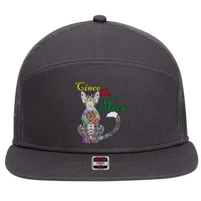 Cinco De Meow Funny Mexican Cat 7 Panel Mesh Trucker Snapback Hat