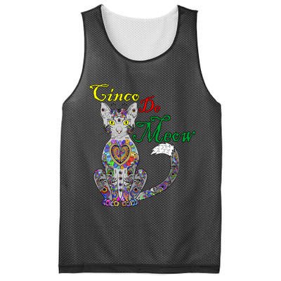 Cinco De Meow Funny Mexican Cat Mesh Reversible Basketball Jersey Tank