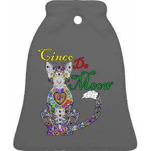 Cinco De Meow Funny Mexican Cat Ceramic Bell Ornament