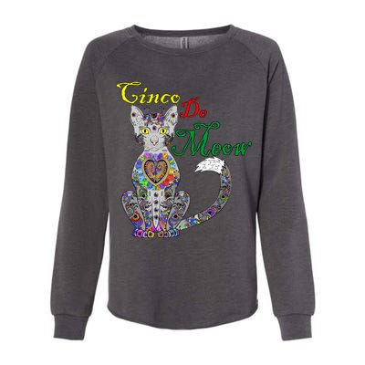 Cinco De Meow Funny Mexican Cat Womens California Wash Sweatshirt