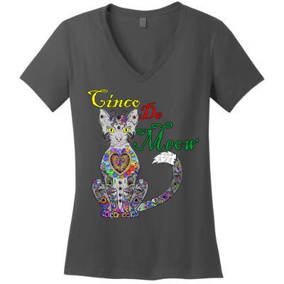 Cinco De Meow Funny Mexican Cat Women's V-Neck T-Shirt