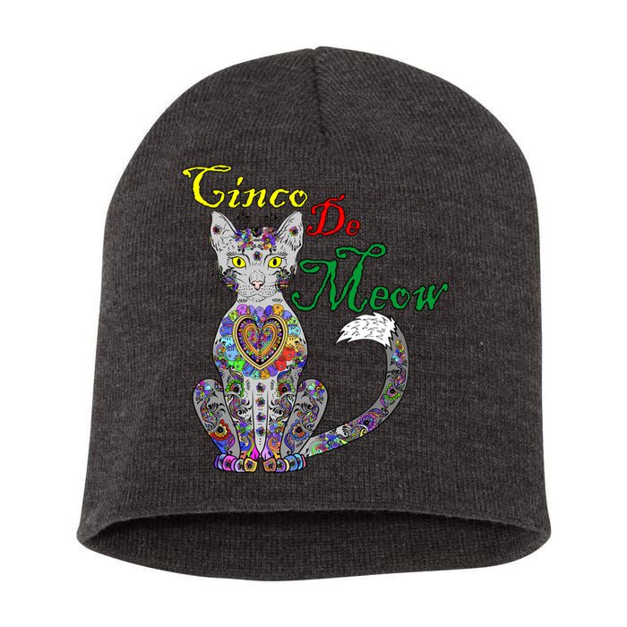 Cinco De Meow Funny Mexican Cat Short Acrylic Beanie