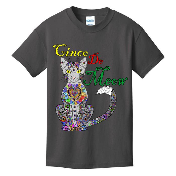 Cinco De Meow Funny Mexican Cat Kids T-Shirt
