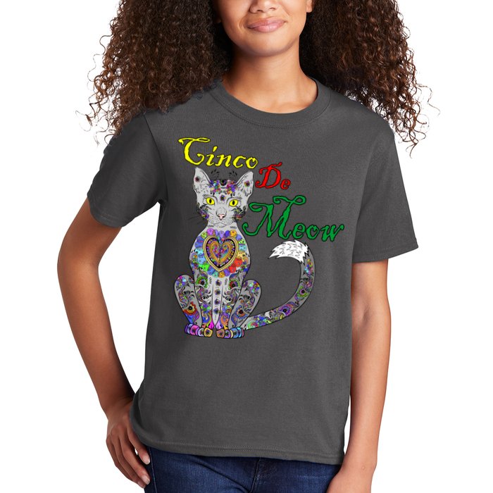 Cinco De Meow Funny Mexican Cat Kids T-Shirt