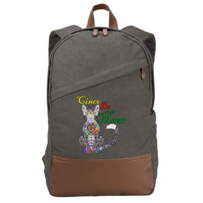 Cinco De Meow Funny Mexican Cat Cotton Canvas Backpack