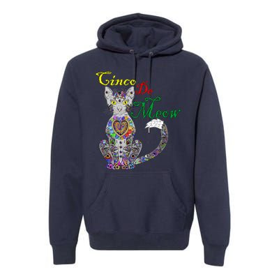 Cinco De Meow Funny Mexican Cat Premium Hoodie