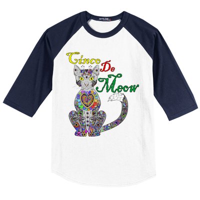 Cinco De Meow Funny Mexican Cat Baseball Sleeve Shirt