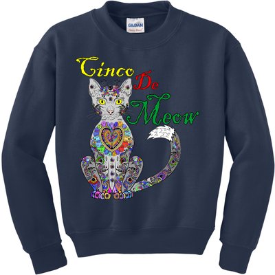 Cinco De Meow Funny Mexican Cat Kids Sweatshirt