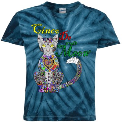 Cinco De Meow Funny Mexican Cat Kids Tie-Dye T-Shirt