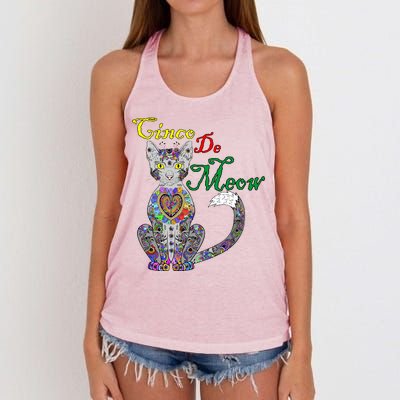 Cinco De Meow Funny Mexican Cat Women's Knotted Racerback Tank